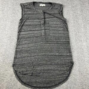 Madewell Gray Striped Sleeveless‎ Henley Top Women's XS